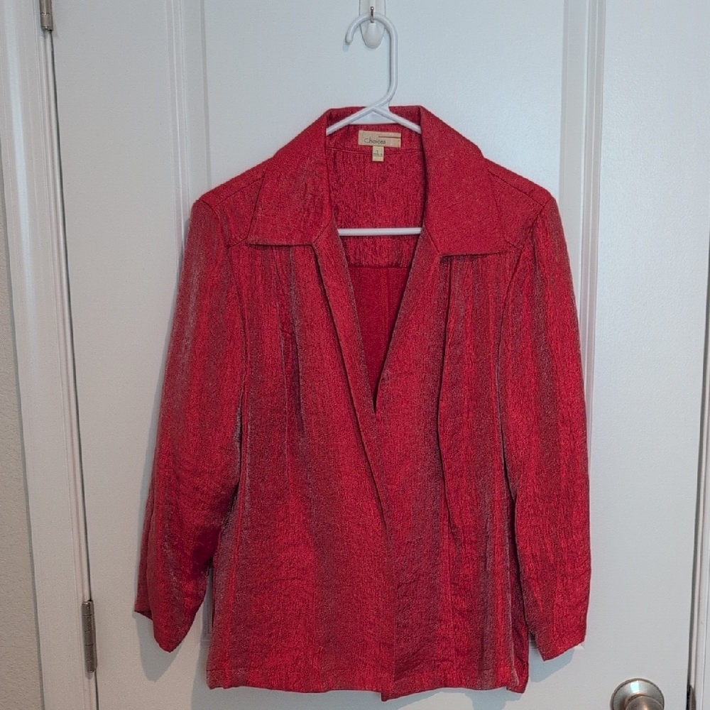 Choices Red Blazer Lightweight Wrap-Style